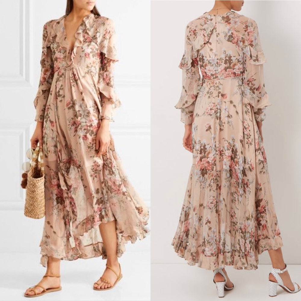 Zimmermann Aerial Ruffle Floral Silk Maxi Dress - Picture 2 of 16